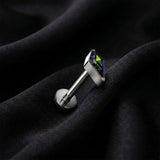 Detail View 1 of Implant Grade Titanium OneFit Threadless Kite Gem Sparkle Top Flat Back Stud Labret-Vitrail Medium
