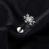 Detail View 1 of Implant Grade Titanium OneFit Threadless Snowflake Sparkle Top Flat Back Stud Labret-Clear Gem