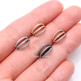 Detail View 3 of Golden Brilliant Sparkle Gem Lined Triple Hoop Steel Seamless Clicker Hoop Ring-Clear Gem