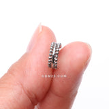 Detail View 2 of Milgrain Beads Laced Steel Seamless Clicker Hoop Ring