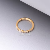 Detail View 1 of Golden Pyramid Studded Multi-Gem Sparkles Geometric Seamless Clicker Hoop Ring-Clear Gem