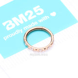 Detail View 4 of Rose Gold Pyramid Studded Multi-Gem Sparkles Geometric Seamless Clicker Hoop Ring-Clear Gem