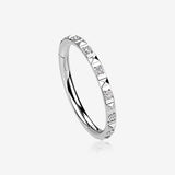 Pyramid Studded Multi-Gem Sparkles Geometric Seamless Clicker Hoop Ring-Clear Gem