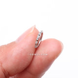 Detail View 2 of Pyramid Studded Multi-Gem Sparkles Geometric Seamless Clicker Hoop Ring-Clear Gem