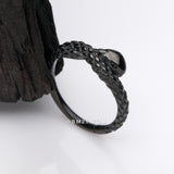 Detail View 1 of Blackline Slithering Snake Steel Seamless Clicker Hoop Ring