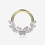 Golden Butterfly Goddess Sparkle Clicker Hoop Ring-Clear Gem