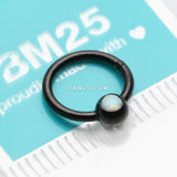 Detail View 2 of Blackline Fire Opal Sparkle CBR Style Seamless Clicker Hoop Ring-White Opal