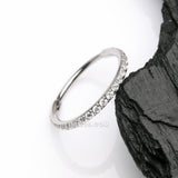 Detail View 1 of Brilliant Sparkle Gems Lined Clicker Hoop Ring-Clear Gem