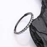 Detail View 1 of Blackline Brilliant Sparkle Gems Lined Clicker Hoop Ring-Clear Gem