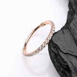 Detail View 1 of Rose Gold Brilliant Sparkle Gems Lined Clicker Hoop Ring-Clear Gem