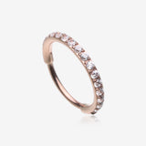 Rose Gold Brilliant Sparkle Gems Lined Clicker Hoop Ring