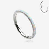 Brilliant Fire Opal Lined Seamless Clicker Hoop Ring