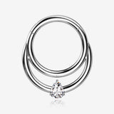 Implant Grade Titanium Double Loop Teardrop Sparkle Clicker Hoop Ring