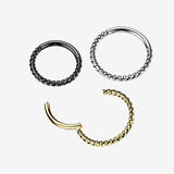 Detail View 1 of Implant Grade Titanium Golden Braided Rope Clicker Hoop Ring