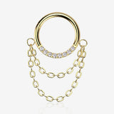 Implant Grade Titanium Golden Sparkle Double Chained Clicker Hoop Ring