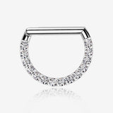 Implant Grade Titanium Sparkle Lined D Shape Clicker Hoop Ring