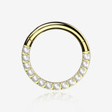 Implant Grade Titanium Golden Pearlescent Lined Clicker Hoop Ring