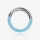 Implant Grade Titanium Turquoise Lined Clicker Hoop Ring