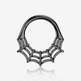 Implant Grade Titanium Black PVD Spider Web Clicker Hoop Ring