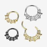 Detail View 1 of Implant Grade Titanium Black PVD Spider Web Clicker Hoop Ring