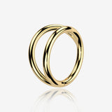 Implant Grade Titanium Golden Double Lined Clicker Hoop Ring