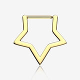 Implant Grade Titanium Golden Basic Hollow Star Clicker Hoop Ring