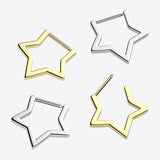 Detail View 1 of Implant Grade Titanium Golden Basic Hollow Star Clicker Hoop Ring