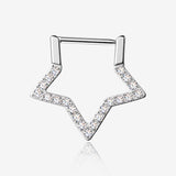 Implant Grade Titanium Sparkle Hollow Star Clicker Hoop Ring