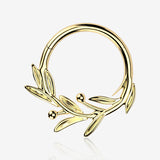 Implant Grade Titanium Golden Olive Leaf Vine Clicker Hoop Ring
