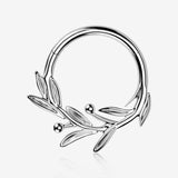 Implant Grade Titanium Olive Leaf Vine Clicker Hoop Ring