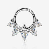 Implant Grade Titanium Bali Sparkle Floral Clicker Hoop Ring