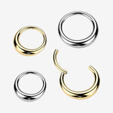 Detail View 1 of Implant Grade Titanium Golden Smooth Hollow Crescent Clicker Hoop Ring