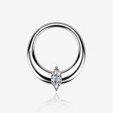Implant Grade Titanium Marquise Sparkle Hollow Crescent Clicker Hoop Ring