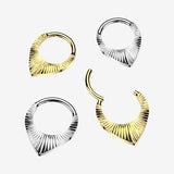 Detail View 1 of Implant Grade Titanium Ray Chevron Teardrop Clicker Hoop Ring