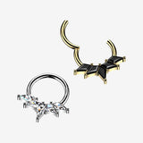 Detail View 1 of Implant Grade Titanium Majestic Thorn Sparkle Clicker Hoop Ring-Clear Gem