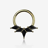 Implant Grade Titanium Golden Majestic Thorn Sparkle Clicker Hoop Ring