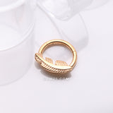 Detail View 1 of Implant Grade Titanium Golden Vintage Leaf Clicker Hoop Ring