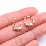 Detail View 2 of Implant Grade Titanium Golden Vintage Leaf Clicker Hoop Ring