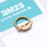 Detail View 3 of Implant Grade Titanium Golden Vintage Leaf Clicker Hoop Ring