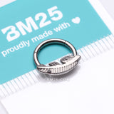 Detail View 3 of Implant Grade Titanium Vintage Leaf Clicker Hoop Ring