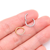 Detail View 3 of Implant Grade Titanium Golden Pearlescent Beads Lined Clicker Hoop Ring-White