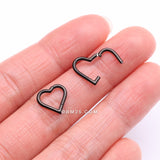 Detail View 2 of Implant Grade Titanium Blackline Heart Basic Geometric Clicker Hoop Ring