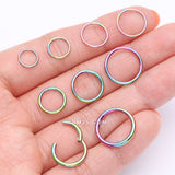 Detail View 2 of Implant Grade Titanium PVD Colorline Basic Seamless Hinged Clicker Hoop Ring-Rainbow
