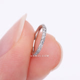 Detail View 2 of Implant Grade Titanium Brilliant Sparkle Gems Lined Clicker Hoop Ring-Clear Gem