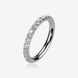 Implant Grade Titanium Brilliant Sparkle Gems Lined Clicker Hoop Ring