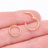Detail View 3 of Implant Grade Titanium Golden Brilliant Sparkle Gems Lined Clicker Hoop Ring-Clear Gem