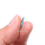 Detail View 2 of Implant Grade Titanium Brilliant Fire Opal Lined Seamless Clicker Hoop Ring-Blue Opal