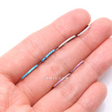 Detail View 3 of Implant Grade Titanium Brilliant Fire Opal Lined Seamless Clicker Hoop Ring-Blue Opal