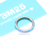 Detail View 4 of Implant Grade Titanium Brilliant Fire Opal Lined Seamless Clicker Hoop Ring-Blue Opal