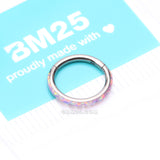 Detail View 4 of Implant Grade Titanium Brilliant Fire Opal Lined Seamless Clicker Hoop Ring-Pink Opal